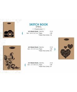 A/6 Sketch Drawing Book (Spiral) - (Pack Of 12 Pieces) -