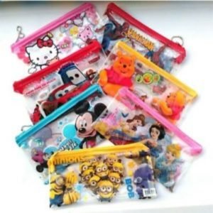 Cartoon characters printed clear kids pen/pencil pouch (Pack of 20)